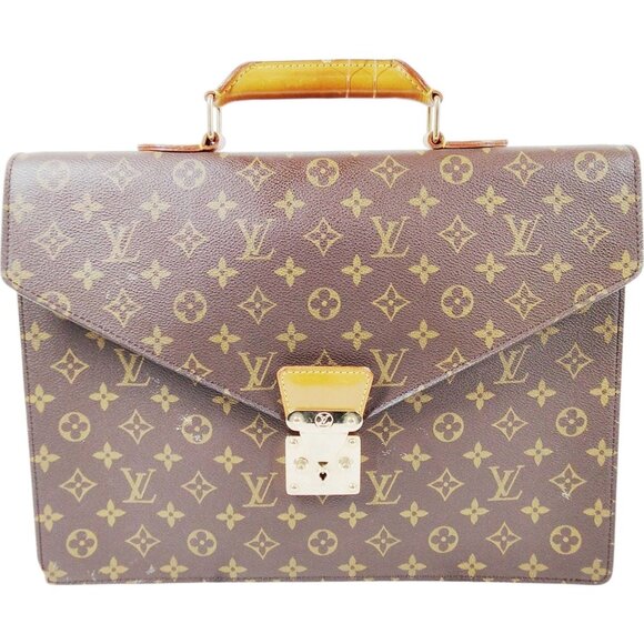 (L4) Authentic Louis Vuitton Business Bag Serviette Conseiller Brown Monogram Lu - Picture 1 of 9